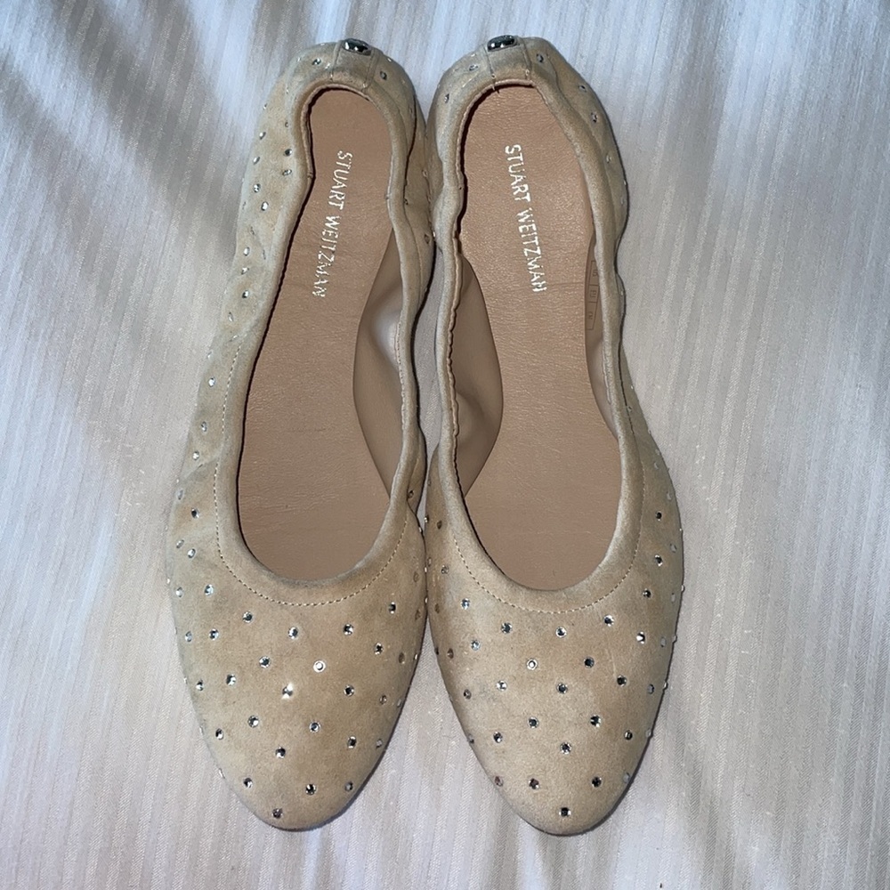 NWOB Stuart Weitzman studded ballet slipper. Size 6.5. Color Museline. - Picture 5 of 6